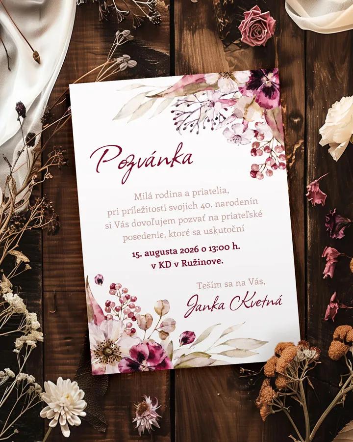 Pozvánka na narodeniny Kytica kvetov