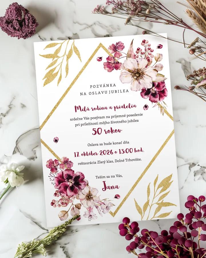 Pozvánka na narodeniny Rozkvitnuté kvety 02