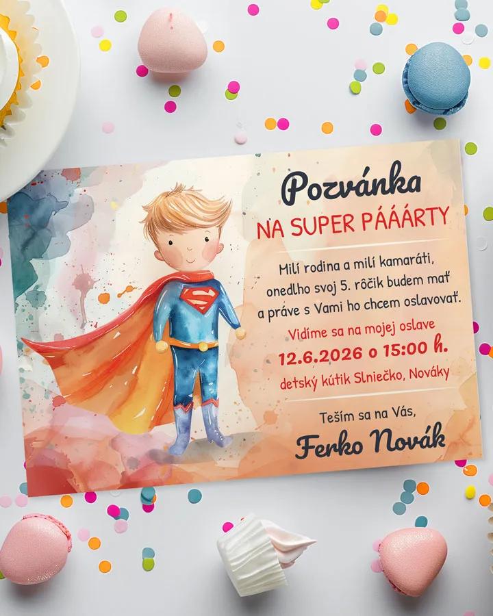 Detská pozvánka na oslavu - Superdeti chlapec
