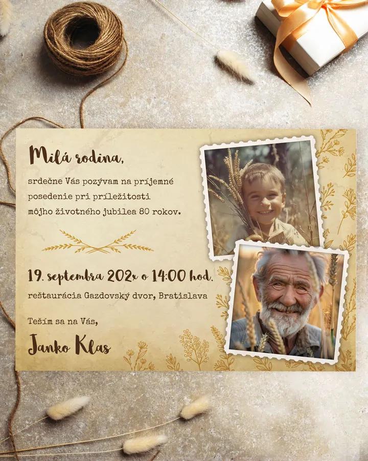 Pozvánka na narodeniny s fotkou Vintage kvety
