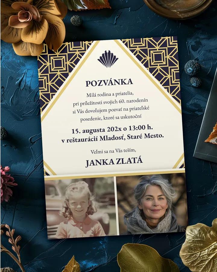 Pozvánka na narodeniny s fotkou Art Deco 02