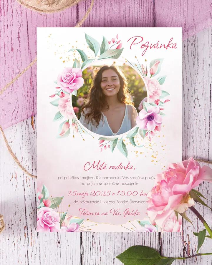 Pozvánka na narodeniny s fotkou Šípové ruže 03