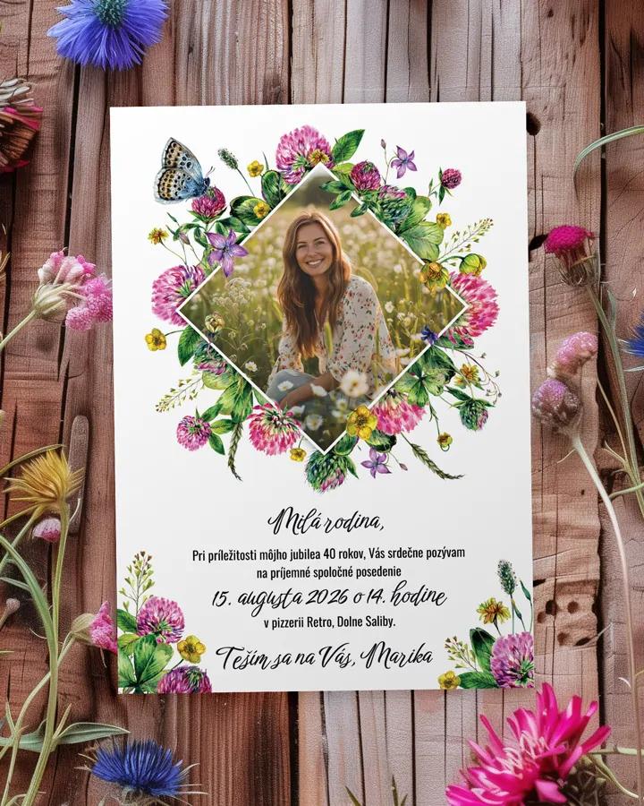 Pozvánka na narodeniny s fotkou Poľné kvety 05