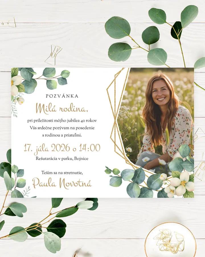 Pozvánka na narodeniny s fotkou Greenery 03