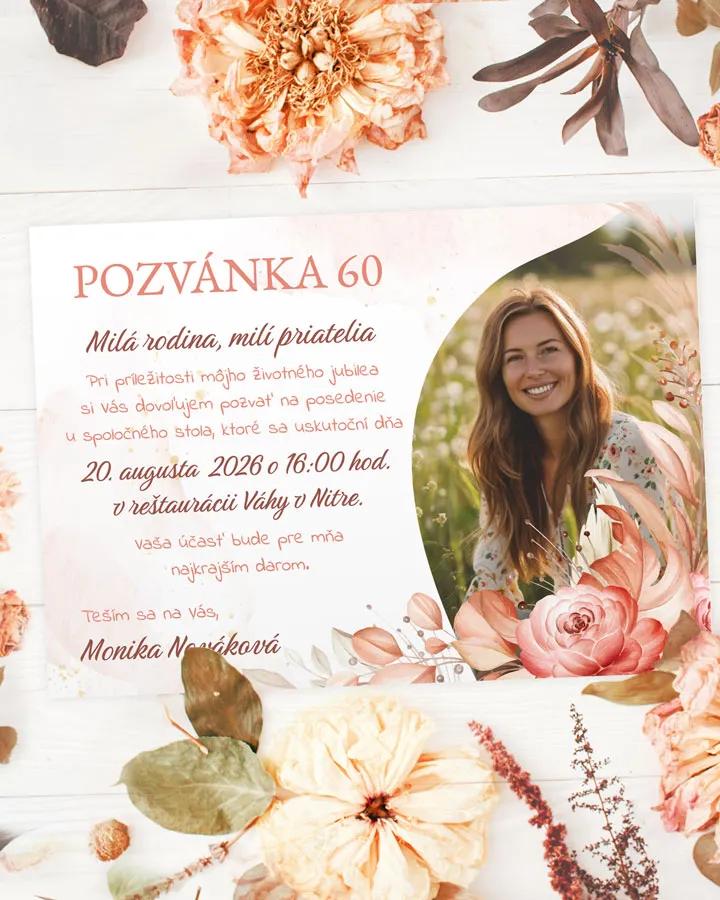 Pozvánka na narodeniny s fotkou Sušené kvety 02