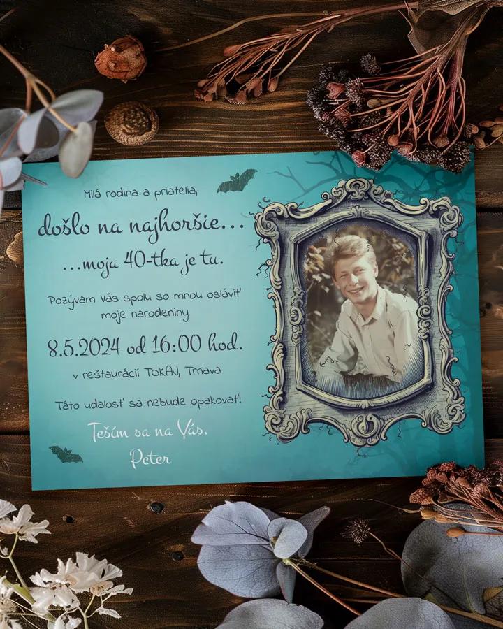 Pozvánka na narodeniny s fotkou The Addams Family