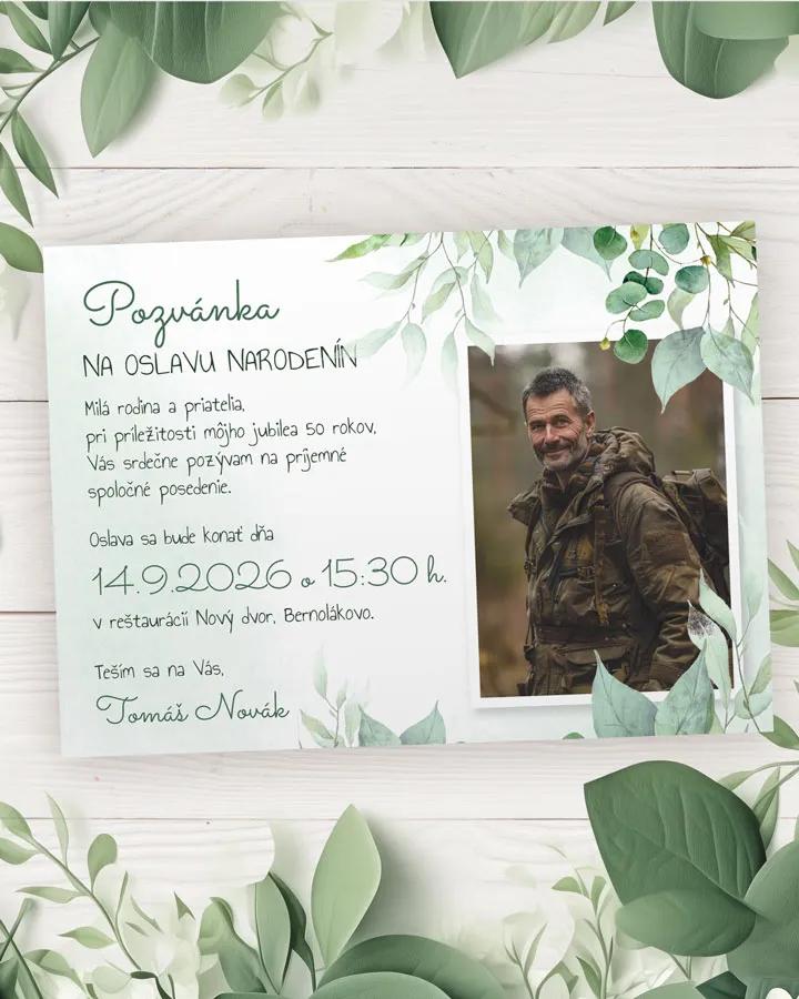 Pozvánka na narodeniny s fotkou Greenery 05
