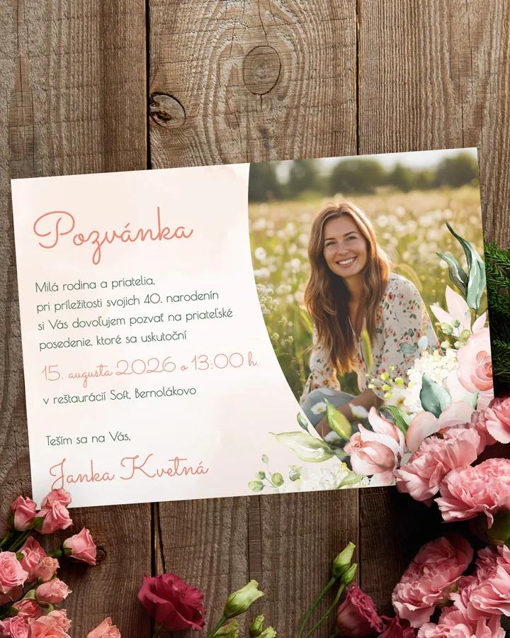 Pozvánka na narodeniny s fotkou Šípové ruže 08