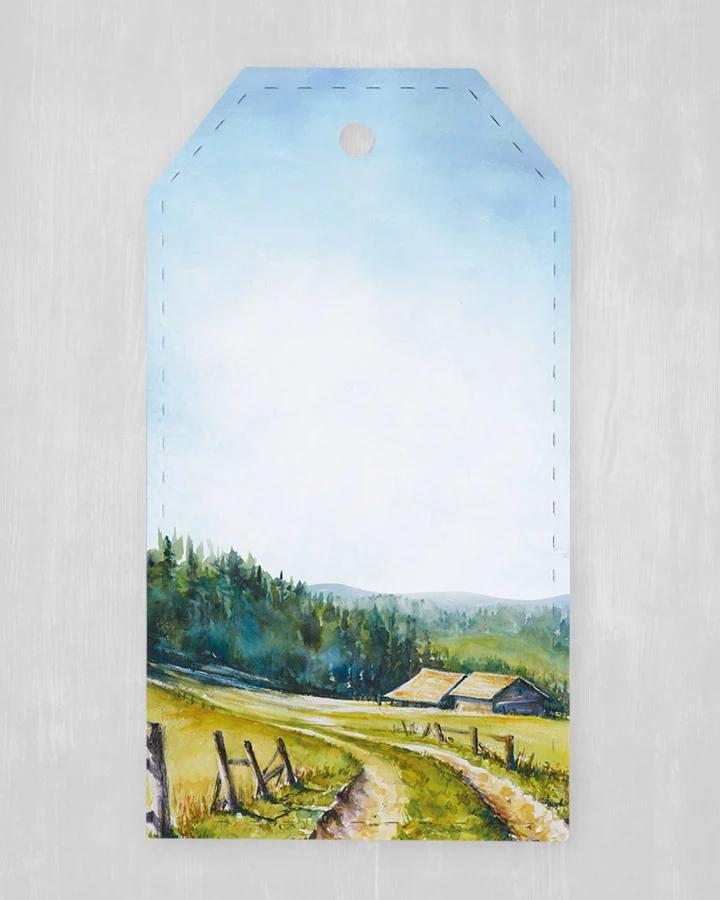 Visačka na výslužky / darčeky / produkty - Ľudová krajinka (sada 10ks)