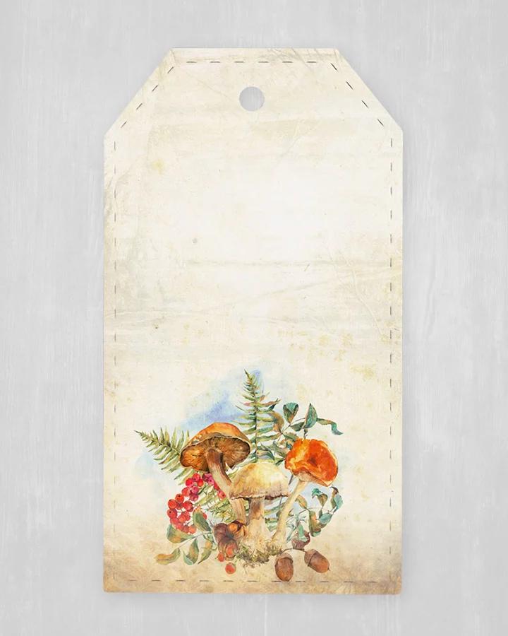 Visačka na výslužky / darčeky / produkty - Lesné huby (sada 10ks)