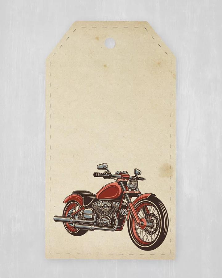 Visačka na výslužky / darčeky / produkty - Retro motorka (sada 10ks)