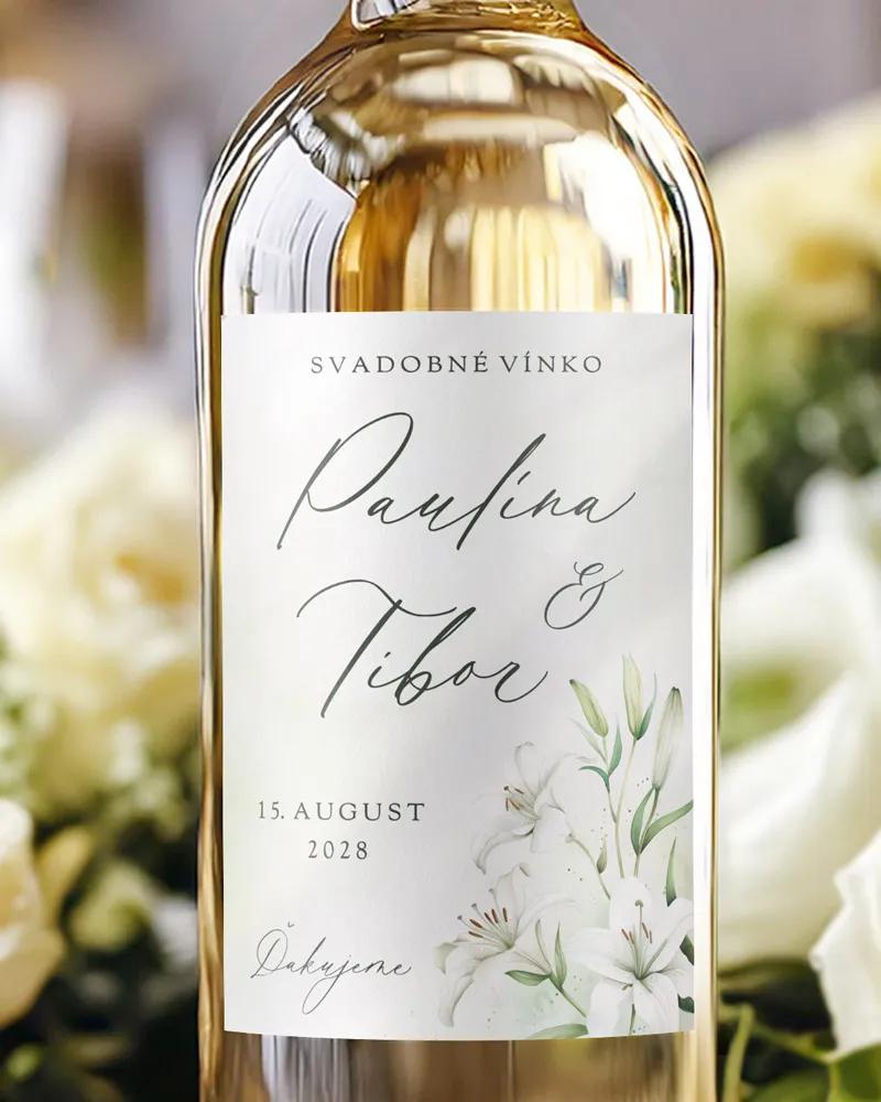 Svadobné etikety na víno / pálenku Ľaliový sľub II