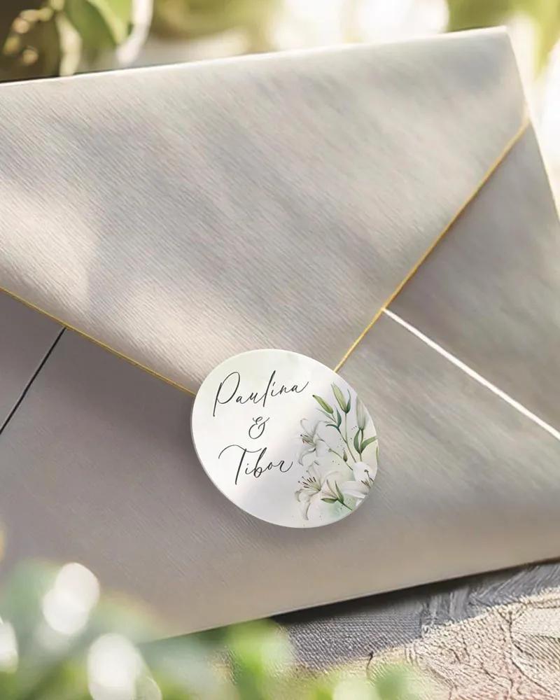 Mini nálepky na obálky / darčeky Ľaliový sľub II