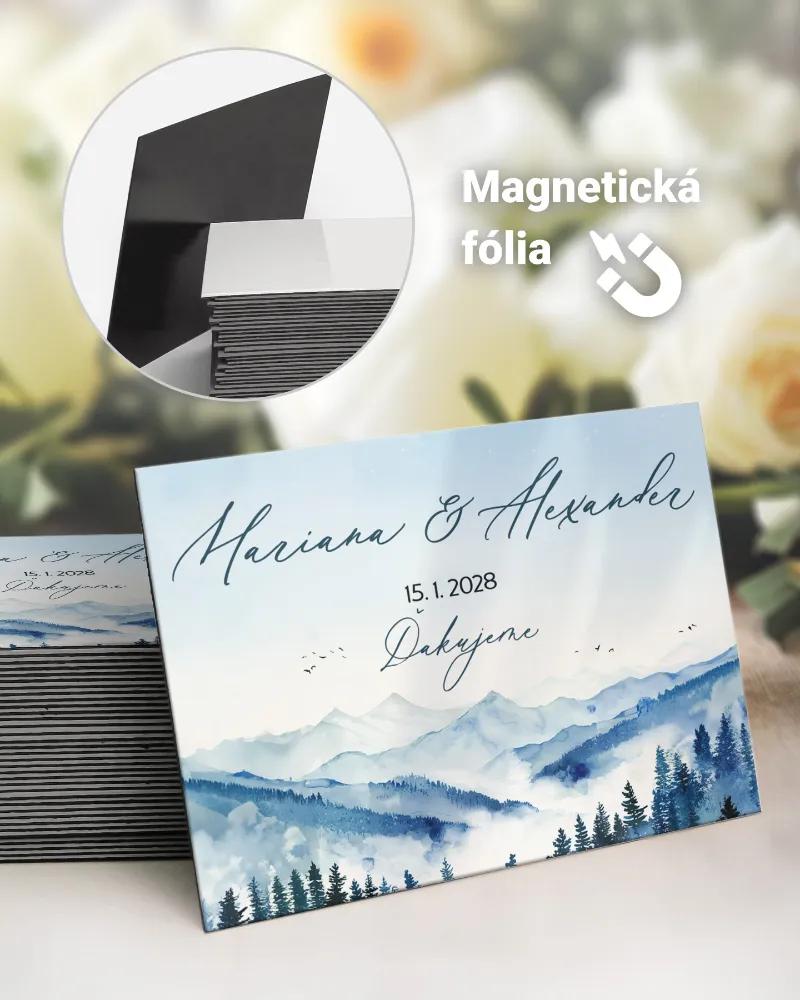Svadobné magnetky obdĺžnik Zimné objatie