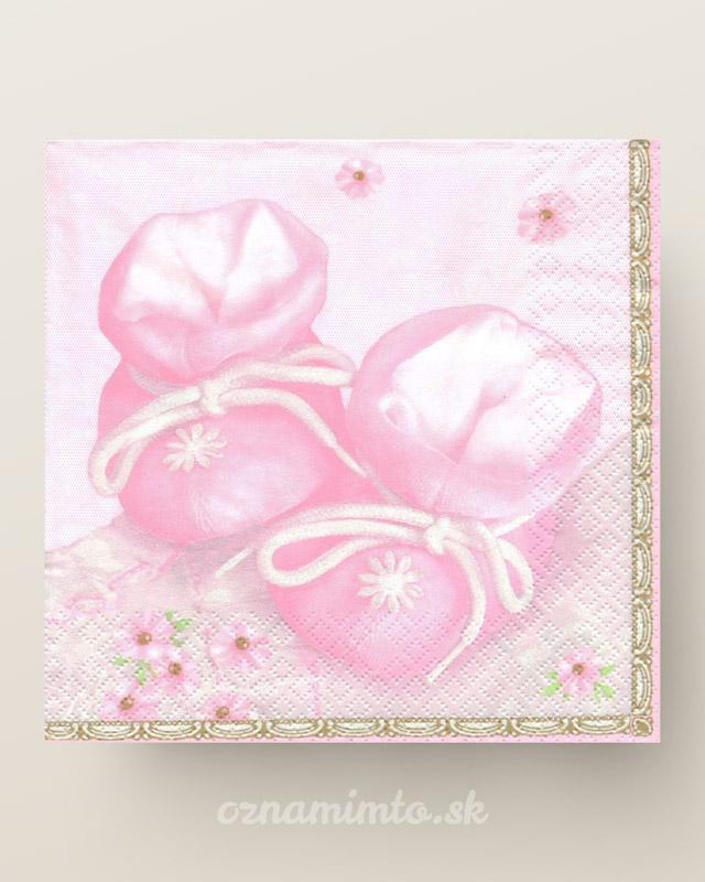 Servítky na krst - ružový motív