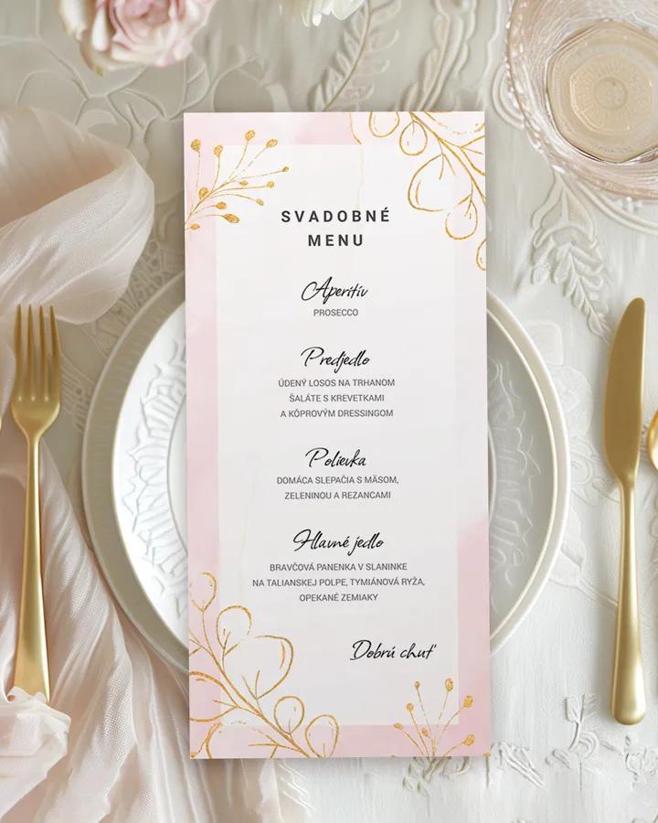 Svadobné menu - Farebný mramor s kvetmi