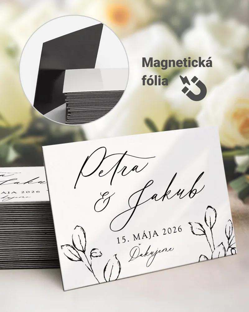 Svadobné magnetky obdĺžnik Listy lásky