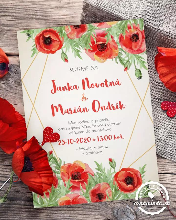Svadobné oznámenia - Poľné maky