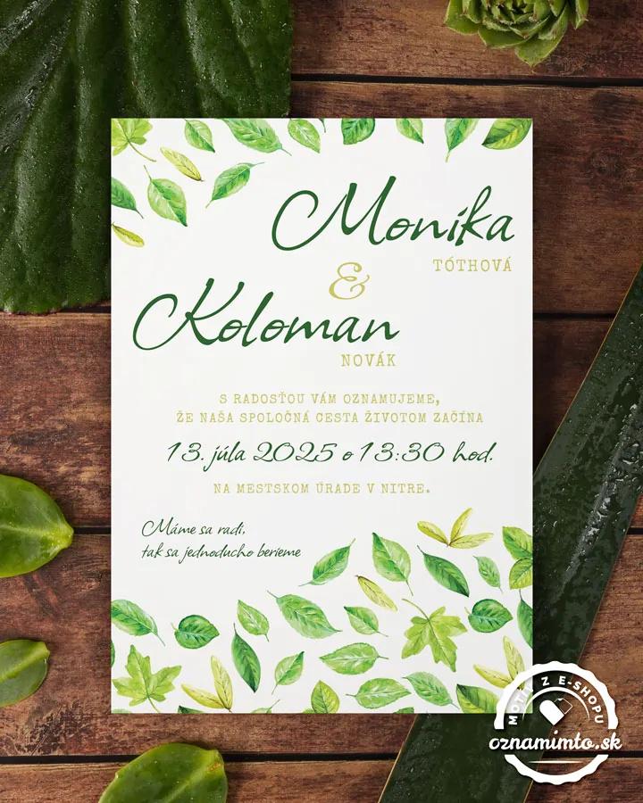 Svadobné oznámenia - Svieže listy 01