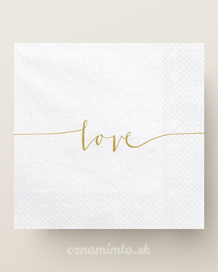 Servítky s nápisom "love"
