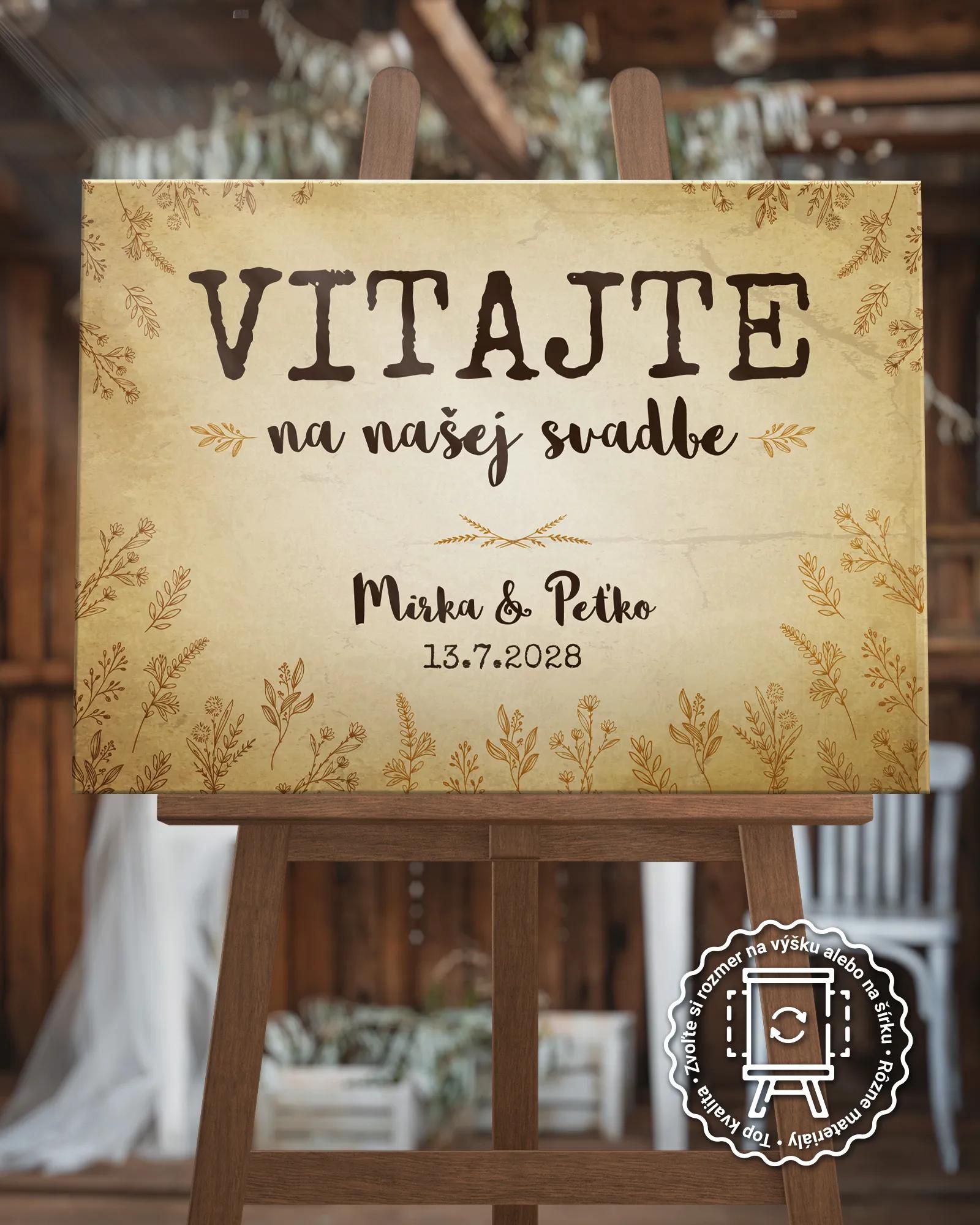 Uvítacia tabuľa vzor Vintage kvety