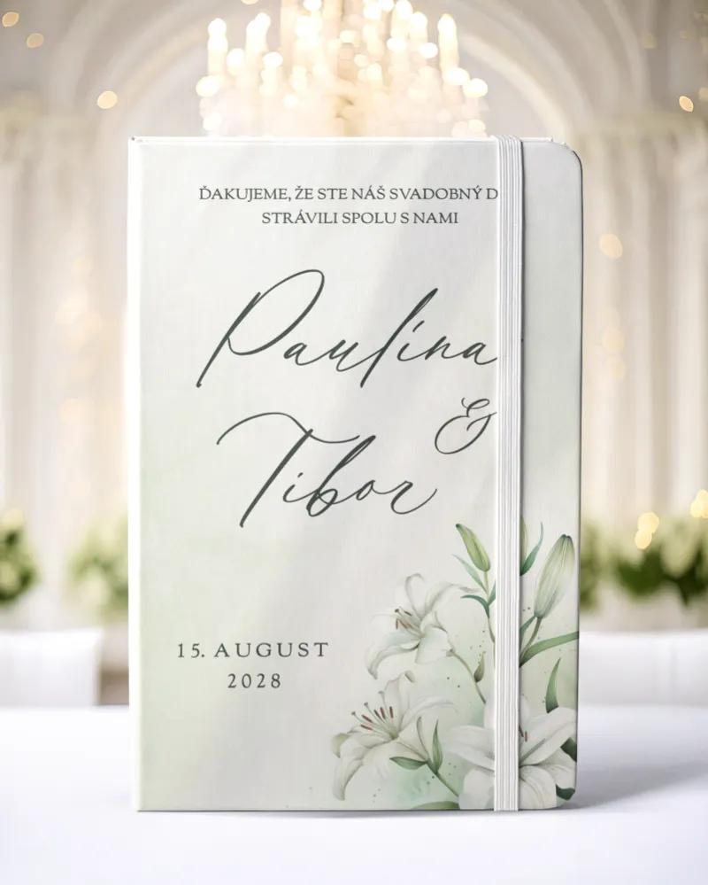 Personalizovaný svadobný zápisník pre hostí - vzor Ľaliový sľub II