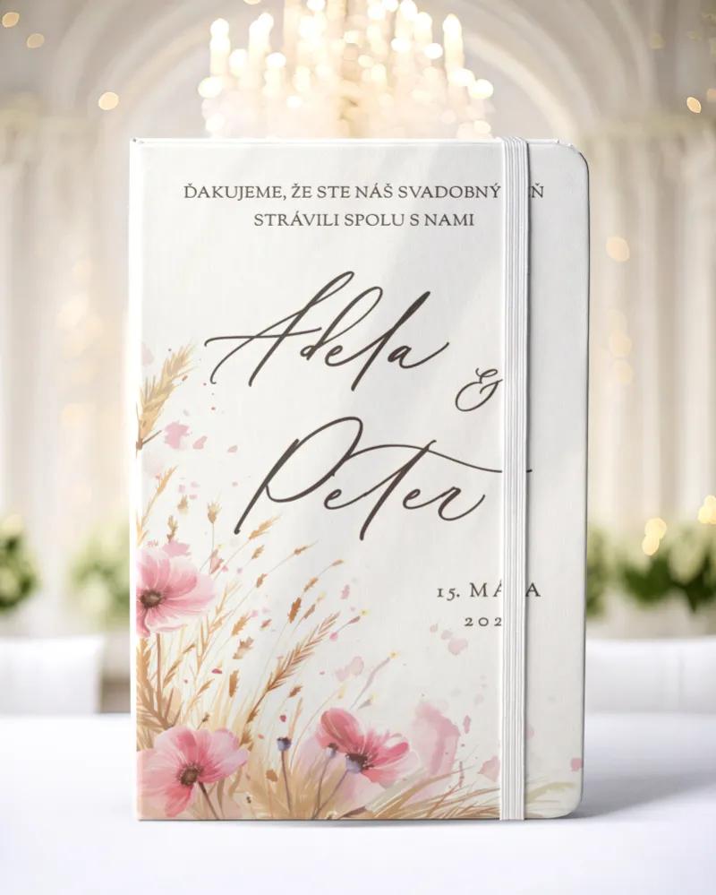Personalizovaný svadobný zápisník pre hostí - vzor Kvetinový sľub