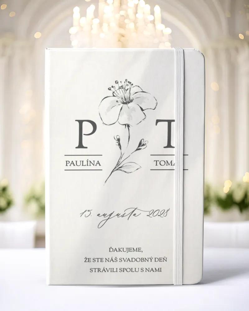 Personalizovaný svadobný zápisník pre hostí - vzor Kvetinová romanca