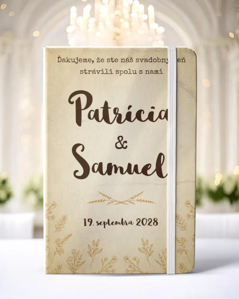 Personalizovaný svadobný zápisník pre hostí - vzor Vintage poľné kvety
