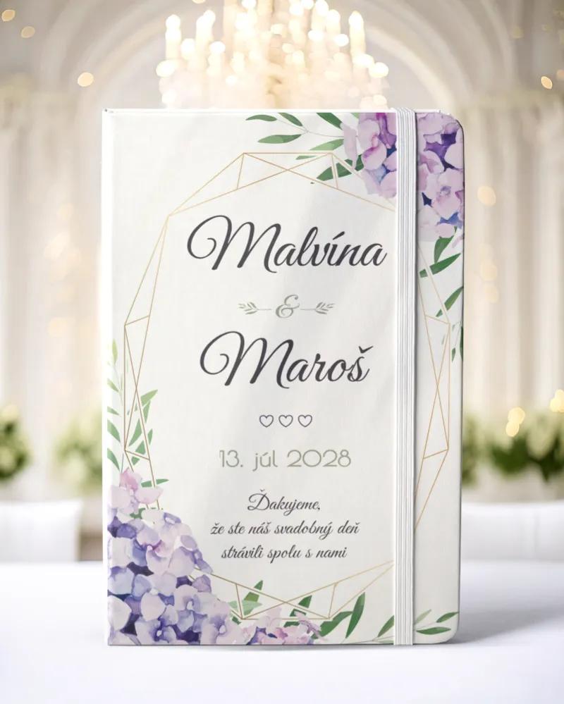Personalizovaný svadobný zápisník pre hostí - vzor Hortenzia