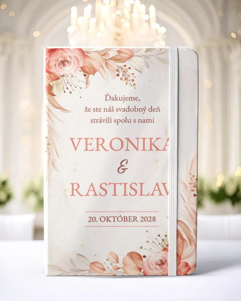 Personalizovaný svadobný zápisník pre hostí - vzor Sušené kvety 02