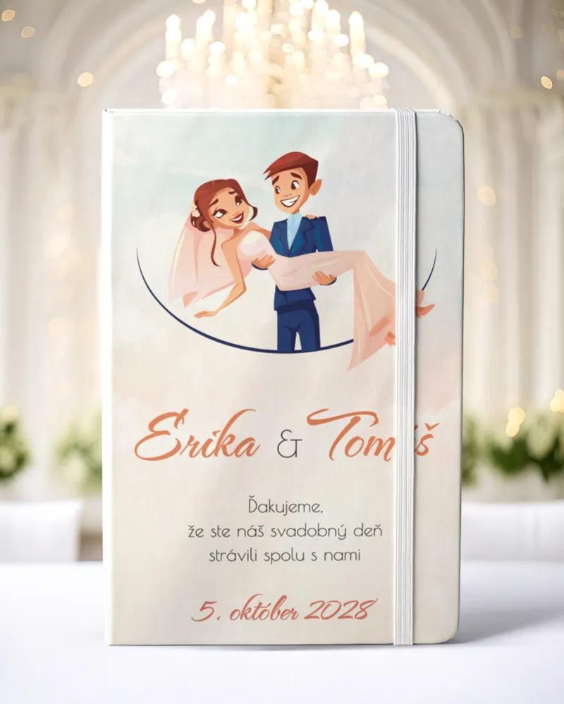 Personalizovaný svadobný zápisník pre hostí - vzor Zaľúbený pár 01