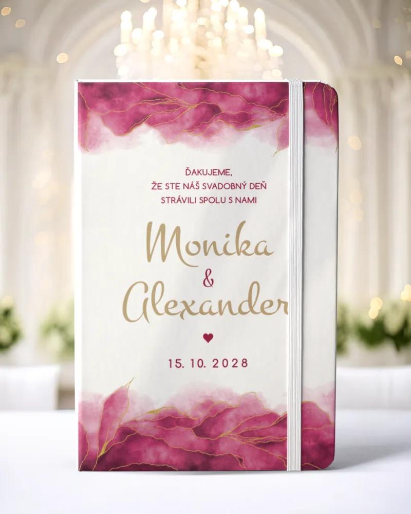 Personalizovaný svadobný zápisník pre hostí - vzor Abstrakt 04- ružová