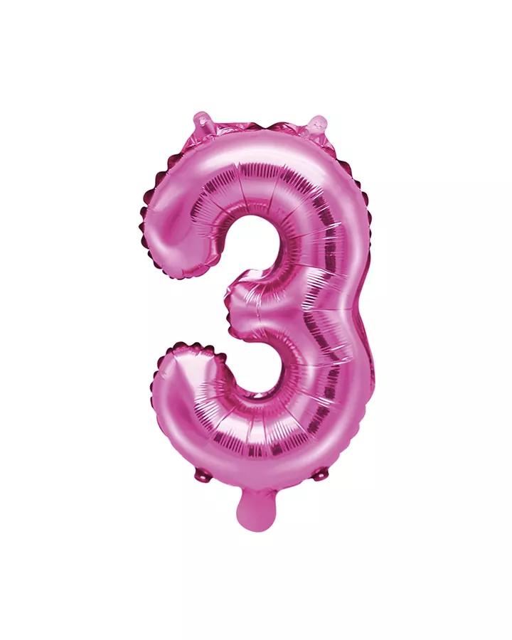 Balón číslo 3 ružový menší 35cm