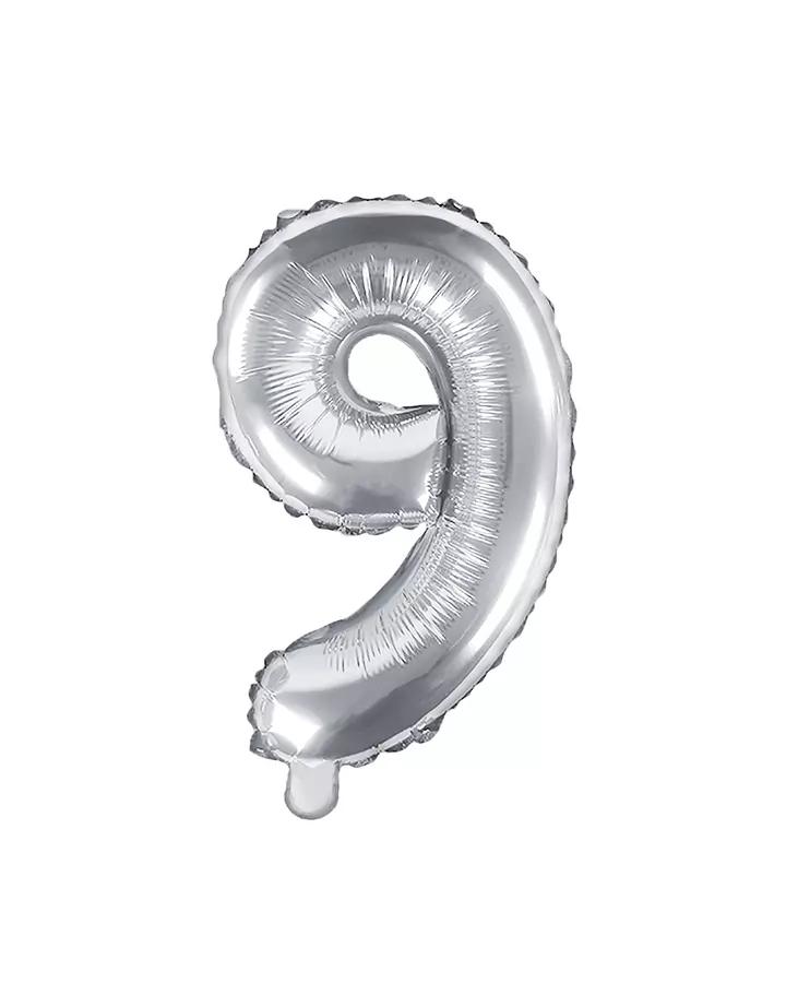 Balón číslo 9 strieborný menší 35cm