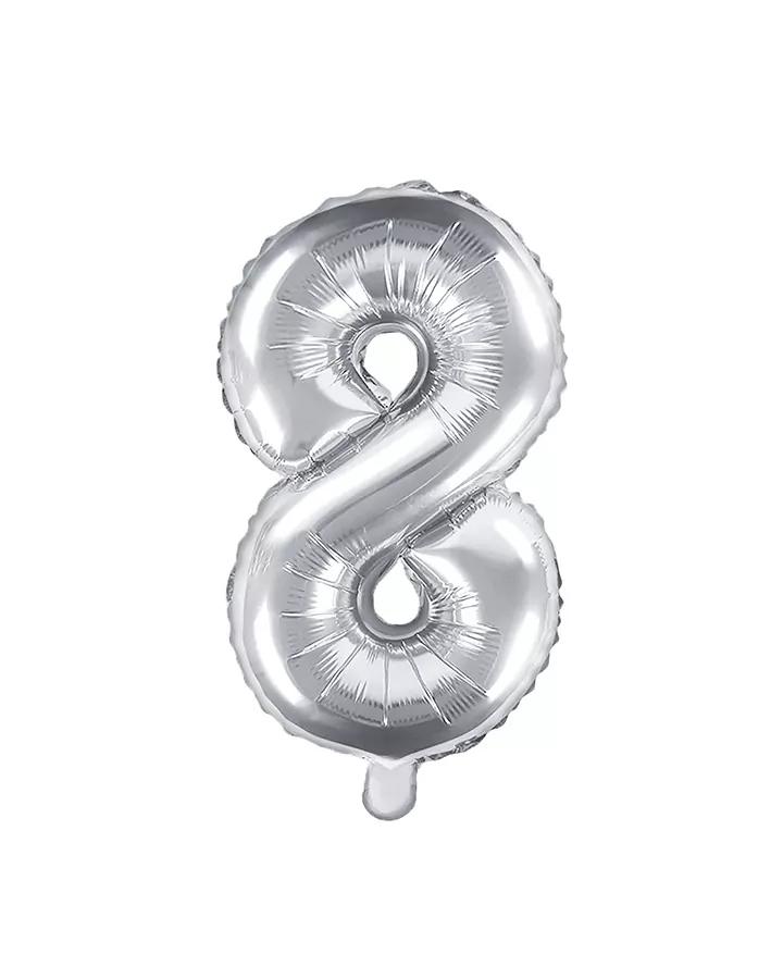 Balón číslo 8 strieborný menší 35cm