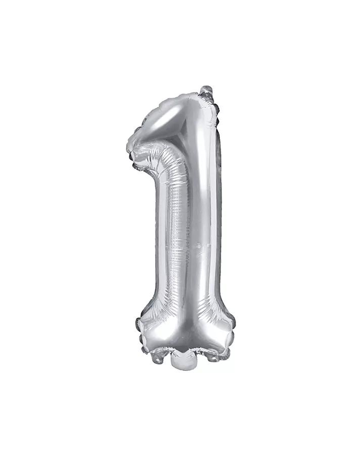 Balón číslo 1 strieborný menší 35cm
