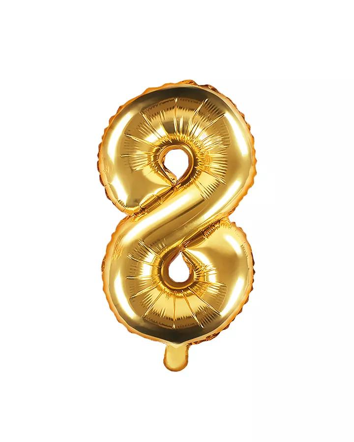 Balón číslo 8 zlatý menší 35cm