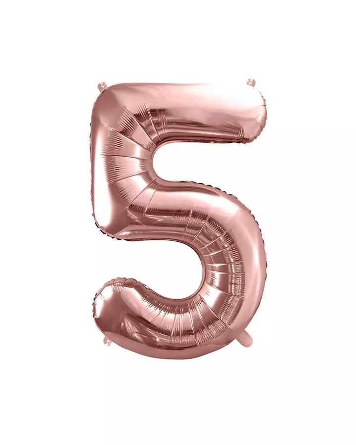 Balón číslo 5 ružovo zlatý menší 35cm