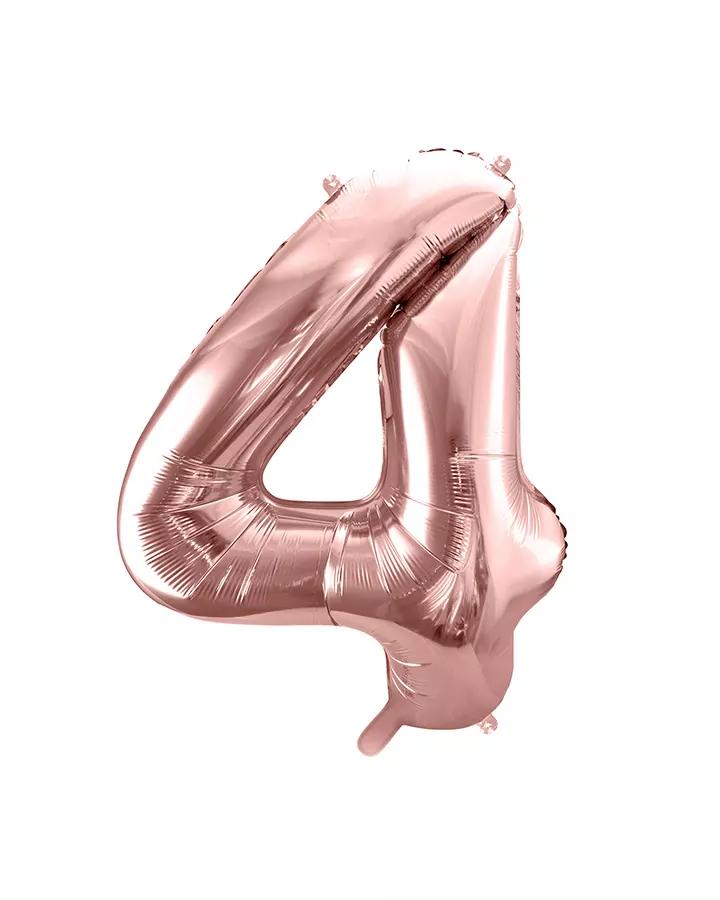 Balón číslo 4 ružovo zlatý menší 35cm