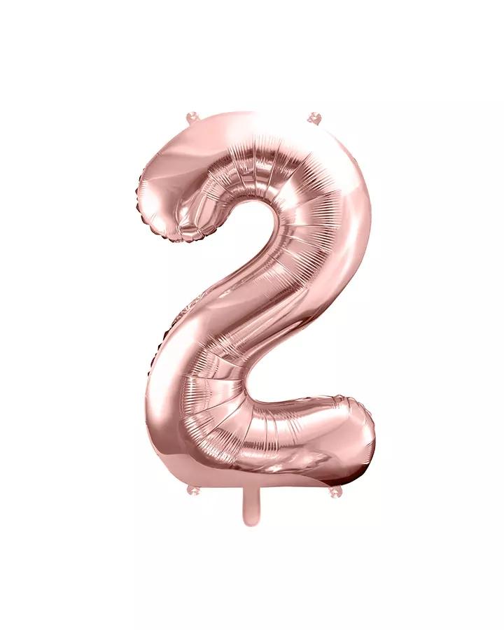 Balón číslo 2 ružovo zlatý menší 35cm