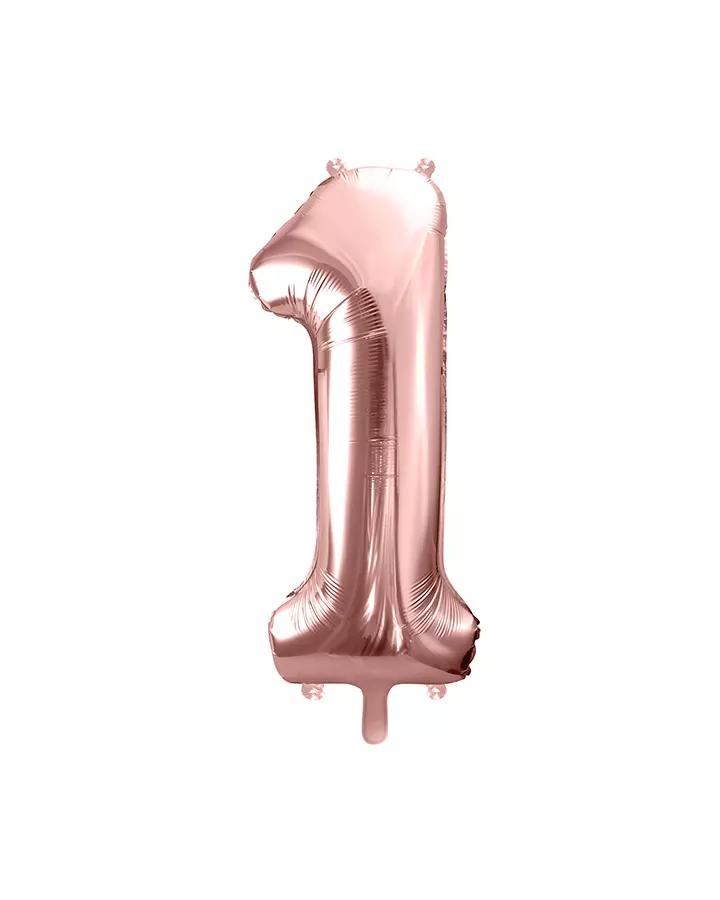 Balón číslo 1 ružovo zlatý menší 35cm
