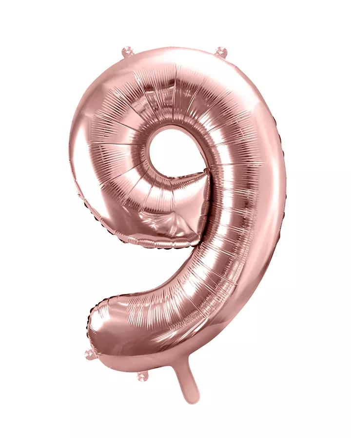Balón číslo 9 ružovo zlatý veľký 86cm