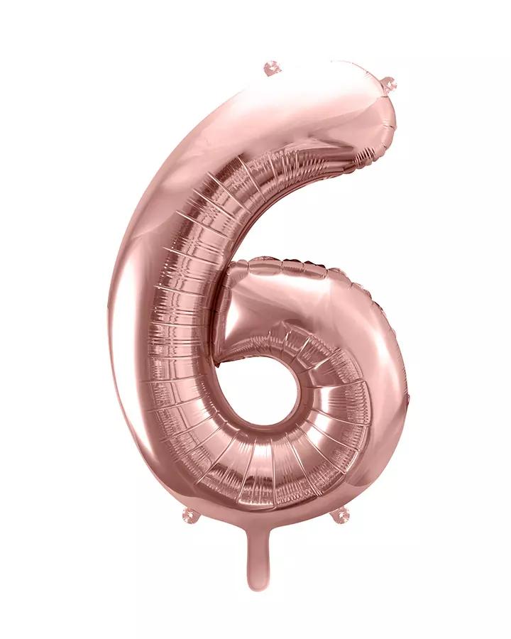 Balón číslo 6 ružovo zlatý veľký 86cm