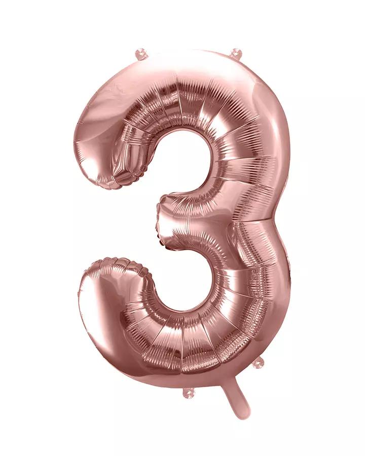 Balón číslo 3 ružovo zlatý veľký 86cm