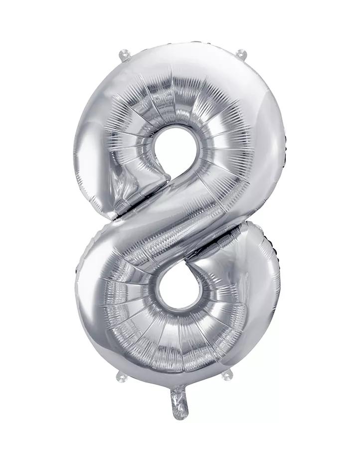 Balón číslo 8 strieborný veľký 86cm