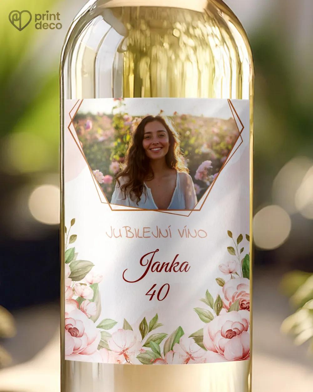 Etikety na víno / pálenku motív Kvetinový sen s fotkou